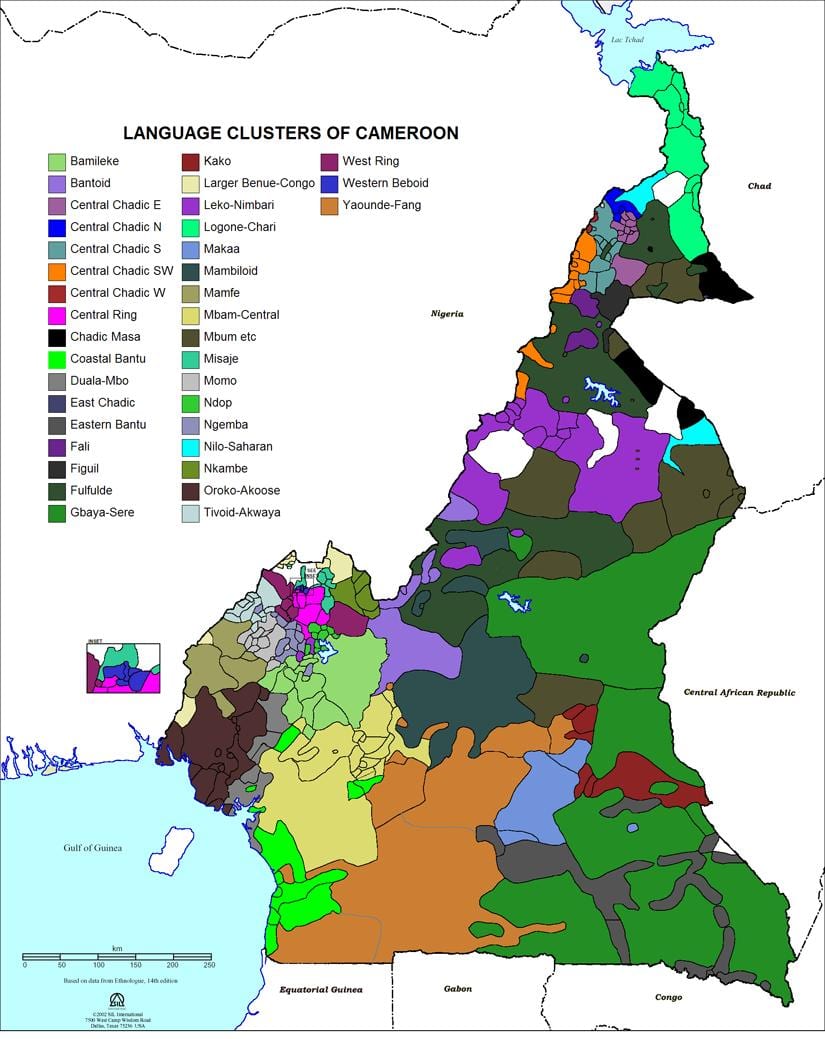 Mapa Kamerunu język