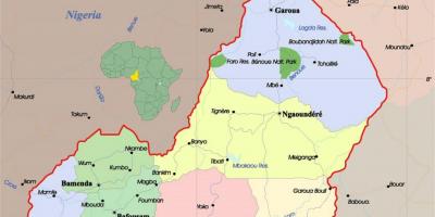Mapa Kamerunu z miastami